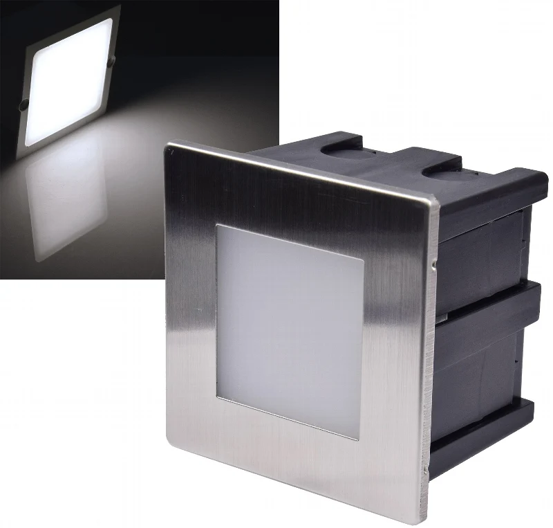 LED-Einbauleuchte "Cuadrado ECO" Edelstahl-Front, neutralweiß