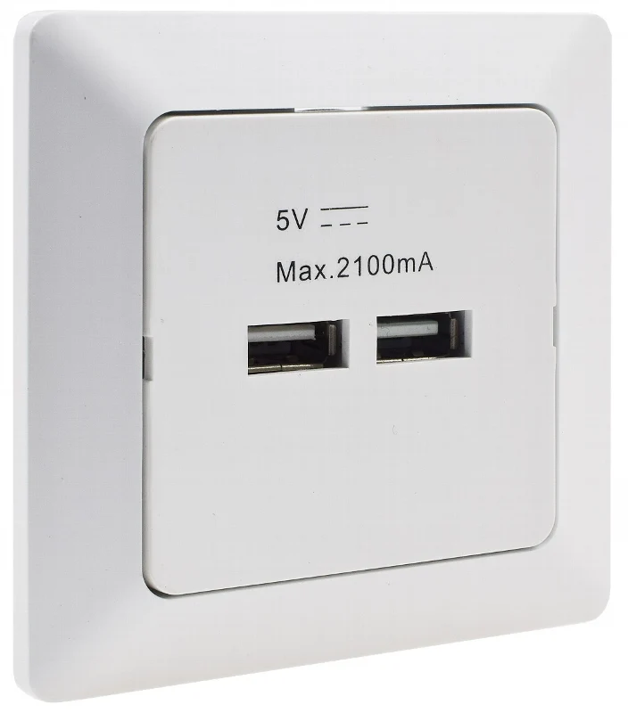 MILOS 2-fach USB-Ladedose, weiß matt 250V~/ 50Hz, UP, 5V=, gesamt max. 2A