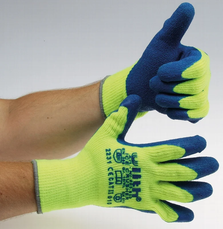 Arbeitshandschuhe "Ice-Crusher"gelb/blau Latex-Beschichtung, EN388, Größe 10