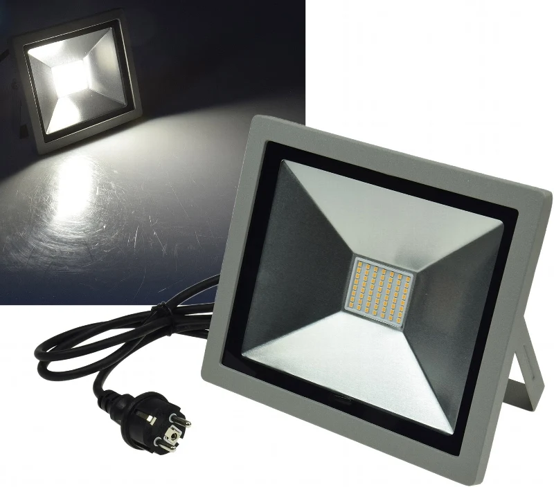LED-Fluter SlimLine "CTF-SLT 50" silber 50W, 3200lm, 4000K, neutralweiß, IP44