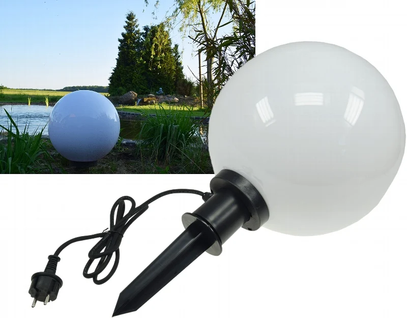 Garten Kugelleuchte Erdspieß "CT-GL30cm" IP44, 230V, 1,5m Kabel, E27 Fassung