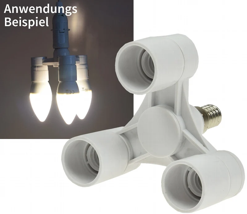 E14-Fassung "Triple", 3-fach Adapter auf 3x E14-Schraubfassungen