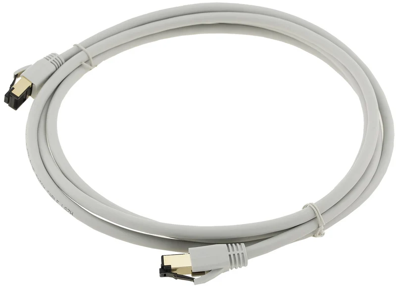 CAT 8.1 Netzwerk-Patchkabel, 2m, grau S/FTP PIMF Halogenfrei, 2x RJ45 Stecker