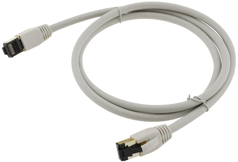 CAT 8.1 Netzwerk-Patchkabel, 1m, grau S/FTP PIMF Halogenfrei, 2x RJ45 Stecker
