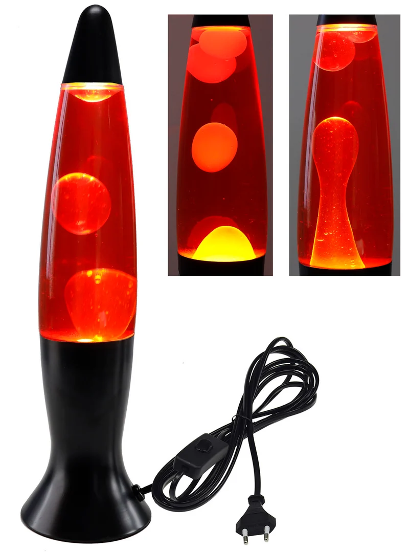 Lavalampe schwarz gelb / rot 40 cm