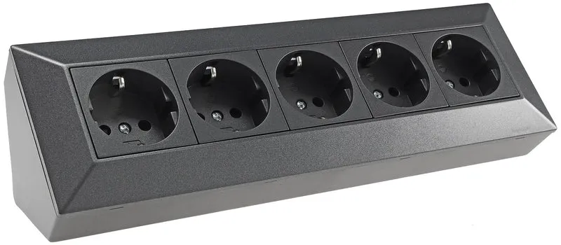 5-fach Steckdosenblock, anthrazit 250V~/ 16A, Aufbaumontage