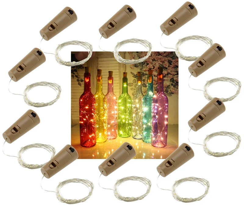 LED Flaschen-Lichterkette "CuteBottle" 20 LEDs, 2m, warmweiß, Batterie, 10x Set