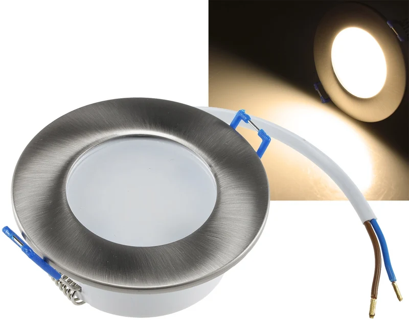 LED-Einbauleuchte "Flat-30 FR-R" 2900K Ø85x30mm, 5W, 460lm, IP44, rund, poliert
