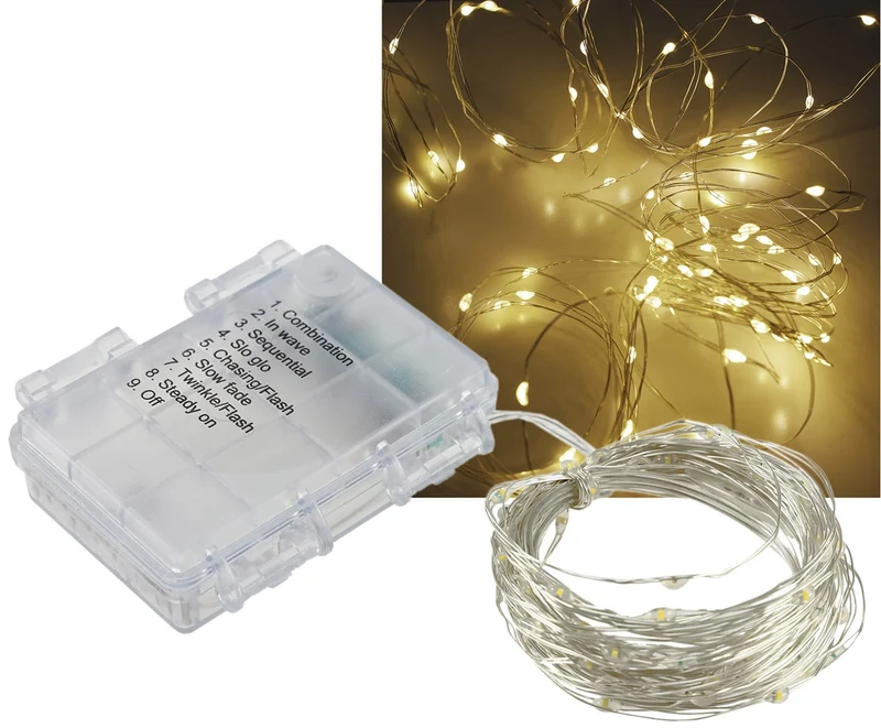 LED Batterie-Lichterkette "SilverWire80" 80 micro LEDs, 8m, warmweiß, IP44