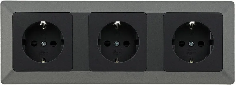 MILOS Set 3 Steckdo.+ 3-fach Rahmen 250V~/ 16A, Klemmanschluss, Anthrazit