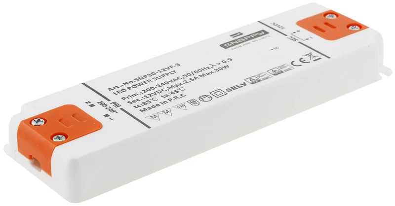 LED-Trafo "CT-SL30" SlimLine 0,5-30W Ein 180-240V, Aus 12V= Konstantspannung