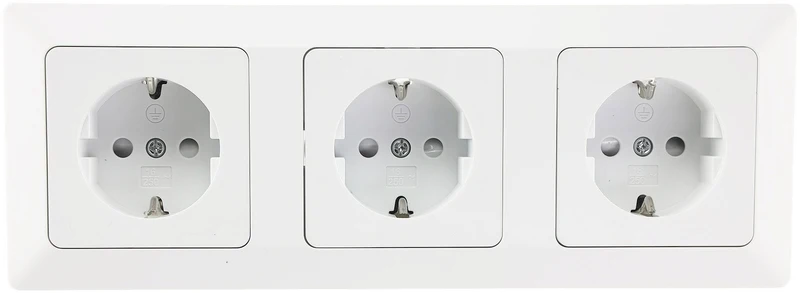 MILOS Set 3 Steckdosen + 3-fach Rahmen 250V~/ 16A, Klemmanschluss, Matt-weiß