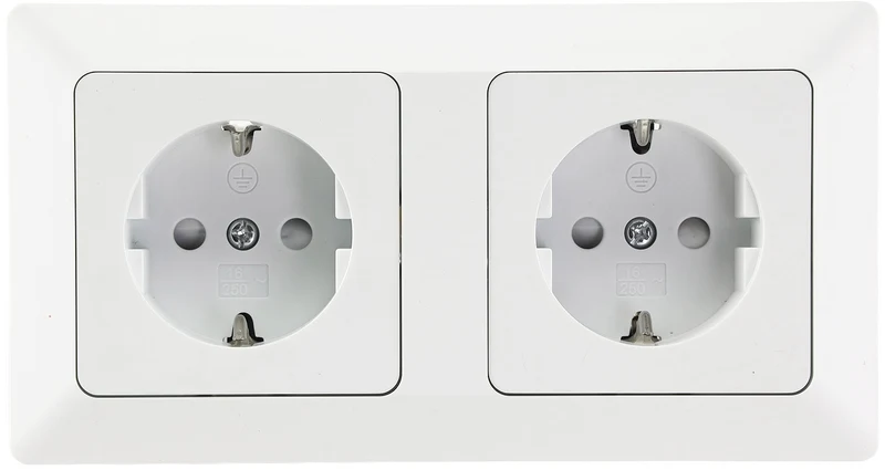 MILOS Set 2 Steckdosen+ 2-fach Rahmen 250V~/ 16A, Klemmanschluss, Matt-weiß