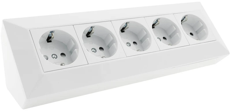 5-fach Steckdosenblock, weiß 250V~/ 16A, Aufbaumontage