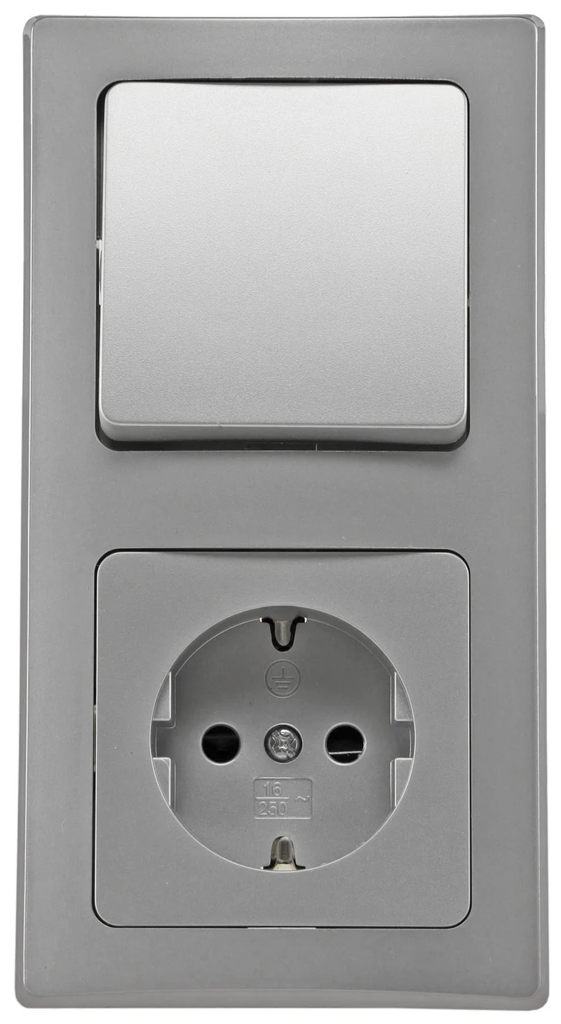 DELPHI Starter Steckdo.+ WS+ Rahmen 250V~/ 16A, Klemmanschluss, silber