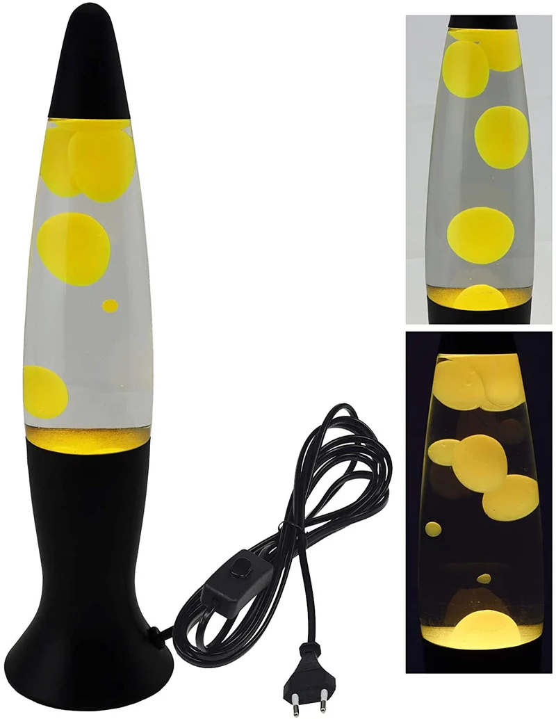 Lavalampe schwarz gelb / klar 40 cm