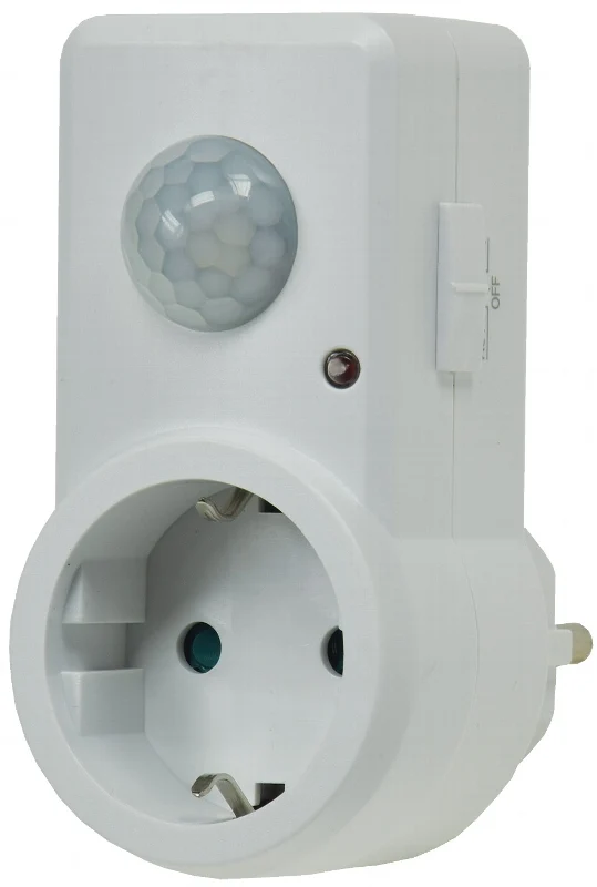 Zwischenstecker mit Bewegungsmelder 120°, 9m Reichweite , 230V/1200W, weiß
