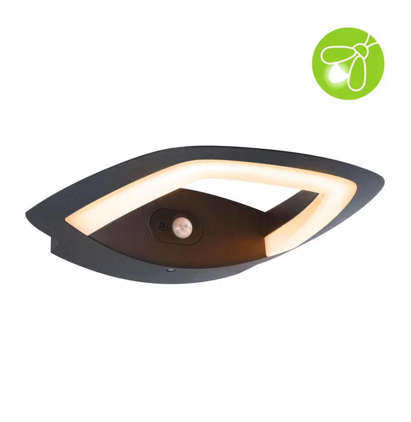 Paulmann LED Außenwandleuchte Akena Bewegungsmelder insektenfreundlich IP44 70mm 2200K 10,8W 800lm 230V Anthrazit Aluminium