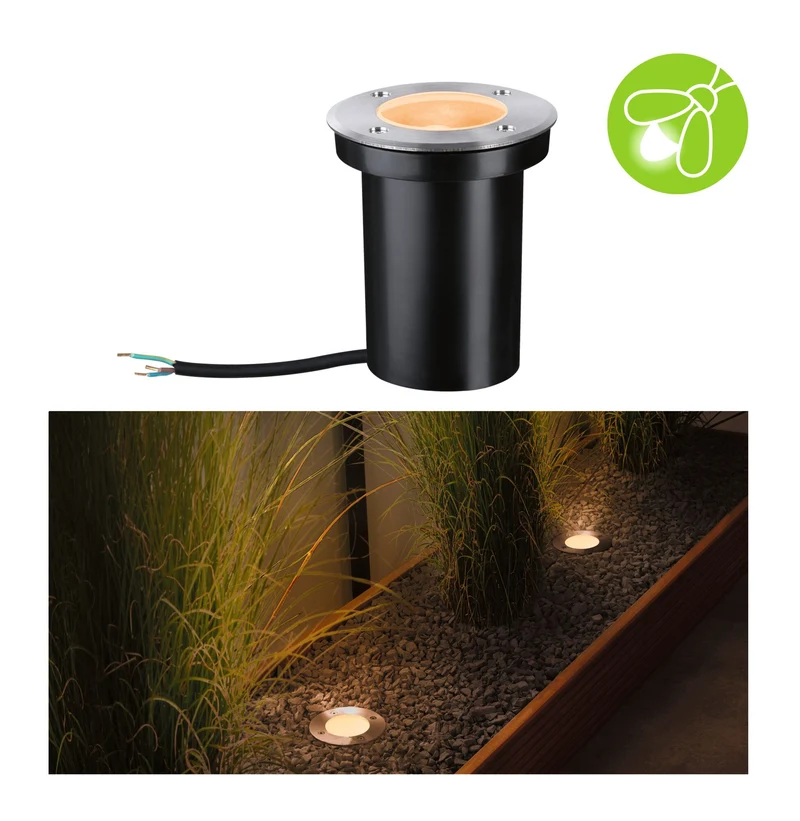 Paulmann LED Bodeneinbauleuchte Goldlicht insektenfreundlich IP65 110mm 2200K 4,3W 320lm 230V Edelstahl gebürstet Edelstahl,Kunststoff