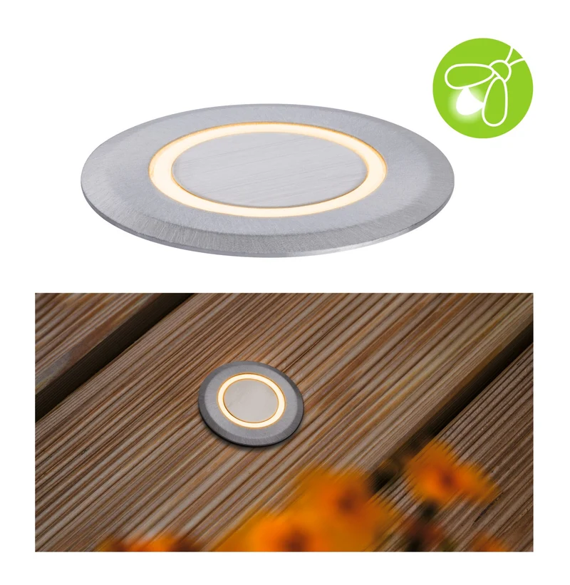 Paulmann LED Bodeneinbauleuchte Goldlicht insektenfreundlich IP67 rund 50mm 2200K 2,2W 15lm 230V Alu Kunststoff,Metall
