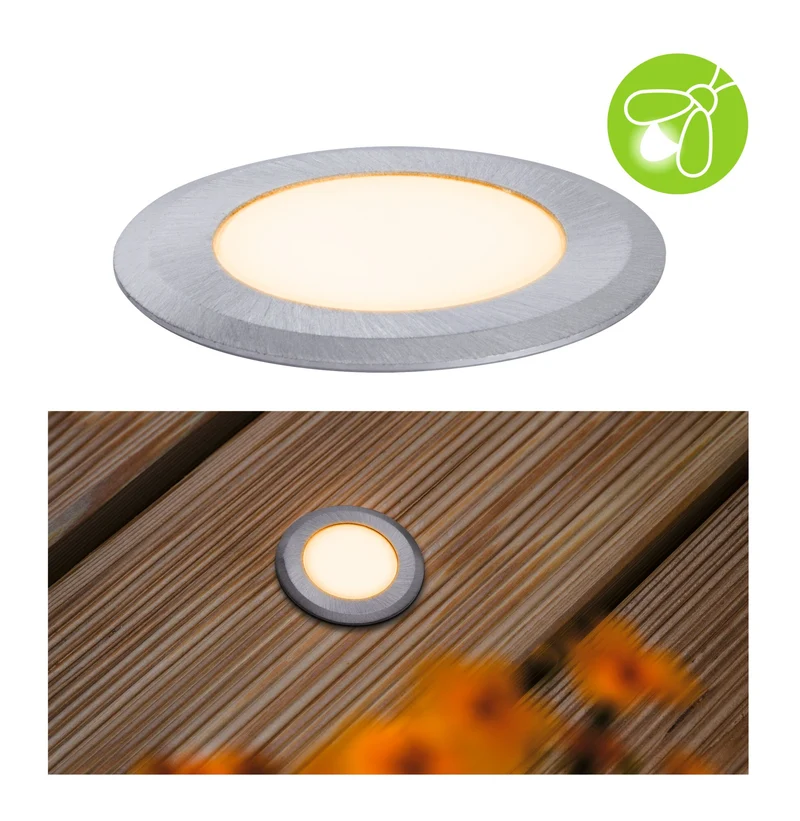 Paulmann LED Bodeneinbauleuchte Goldlicht insektenfreundlich IP65 rund 50mm 2200K 2,2W 60lm 230V Alu Kunststoff,Metall