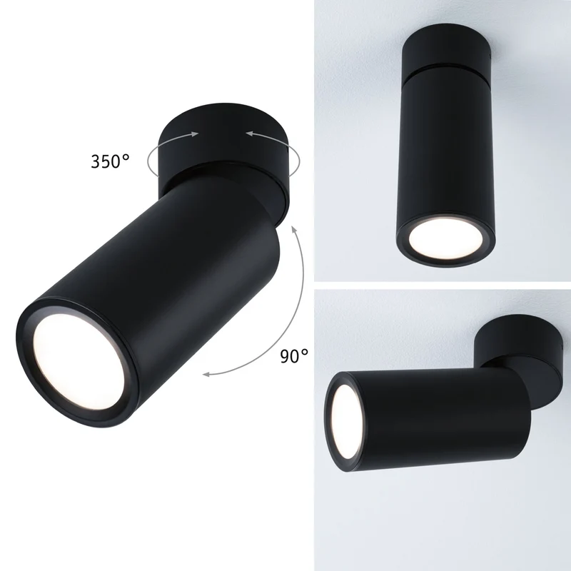 Paulmann LED Deckenleuchte Turnal Coin 2700K 470lm 230V 6W dimmbar Schwarz matt