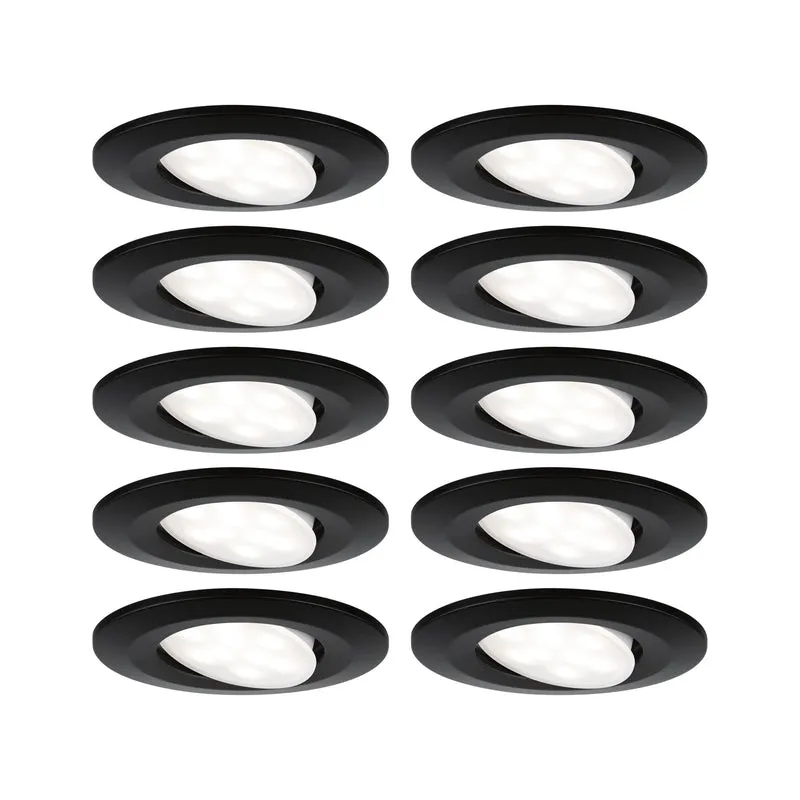 Paulmann HomeSpa LED Einbauleuchte Calla Basisset schwenkbar IP65 rund 90mm 30° 10x6W 10x500lm 230V 4000K Schwarz matt