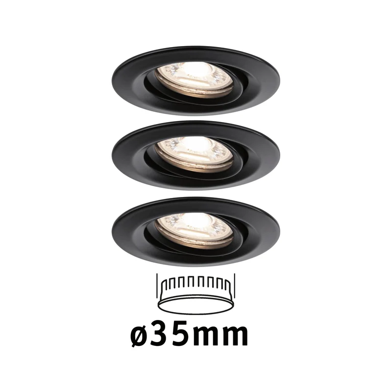 Paulmann LED Einbauleuchte Nova mini Plus EasyDim schwenkbar 3x4W 2.700K Schwarz matt 230V