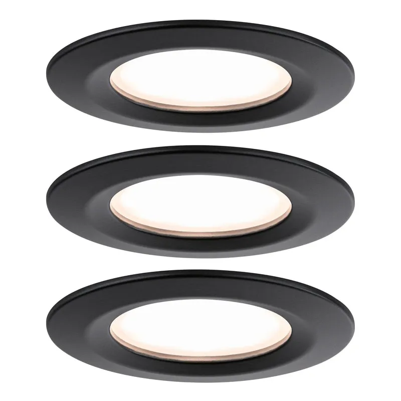 Paulmann LED Einbauleuchte Nova Plus Basisset starr Coin IP44 rund 78mm Coin 3x6W 3x470lm 230V dimmbar 2700K Schwarz matt