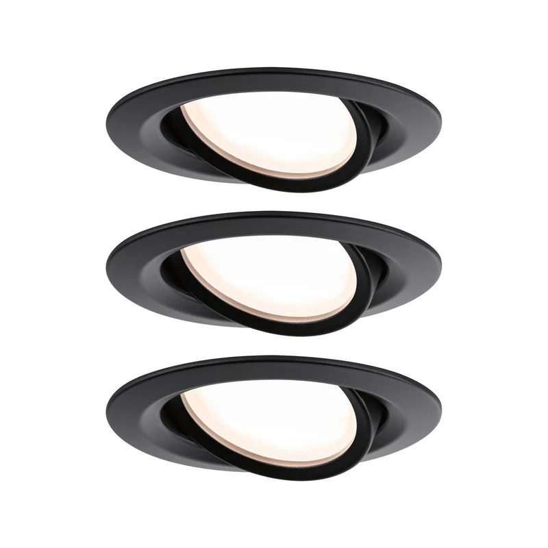 Paulmann LED Einbauleuchte Nova Plus Basisset schwenkbar Coin rund 84mm 50° Coin 3x6W 3x470lm 230V dimmbar 2700K Schwarz matt