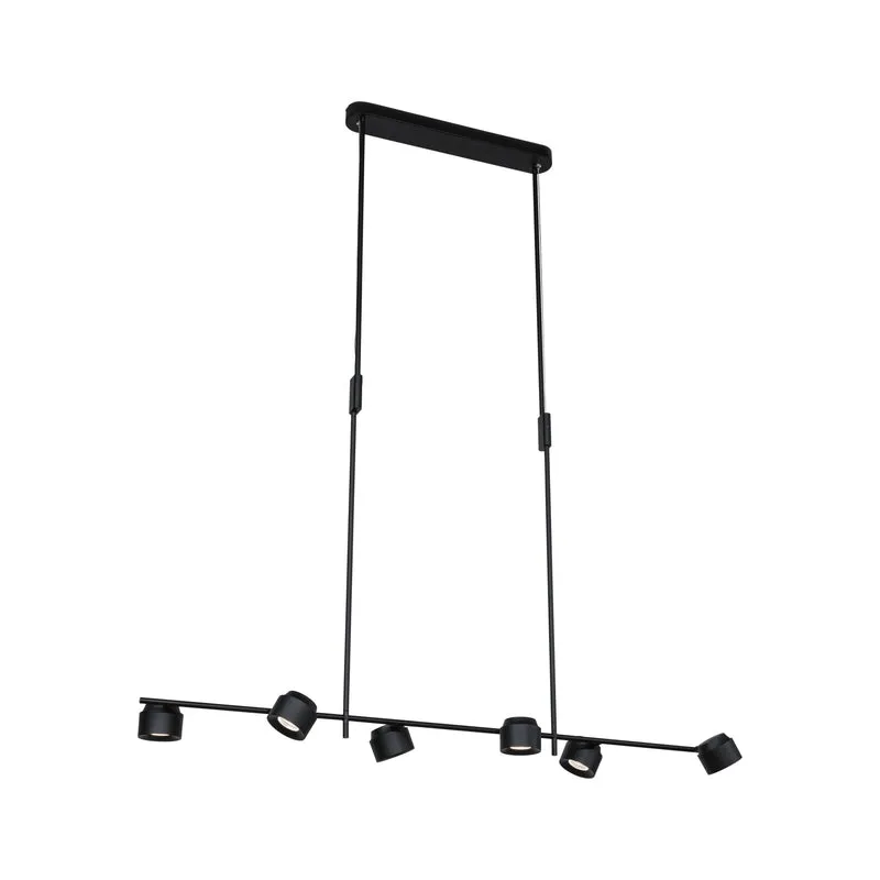 Paulmann LED Pendelleuchte Puric Pane Effect 2700K 600lm / 400lm 6x6,5 / 1x4,5W Schwarz dimmbar