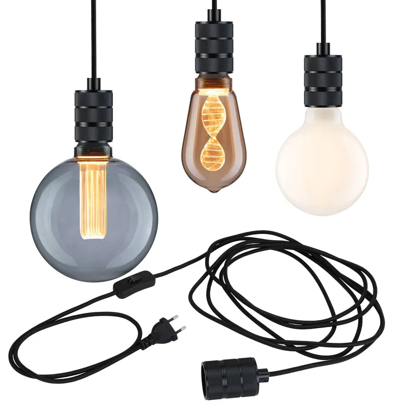 Paulmann Neordic Pendelleuchte Tilla inkl. Stecker E27 max. 20W Schwarz dimmbar Metall