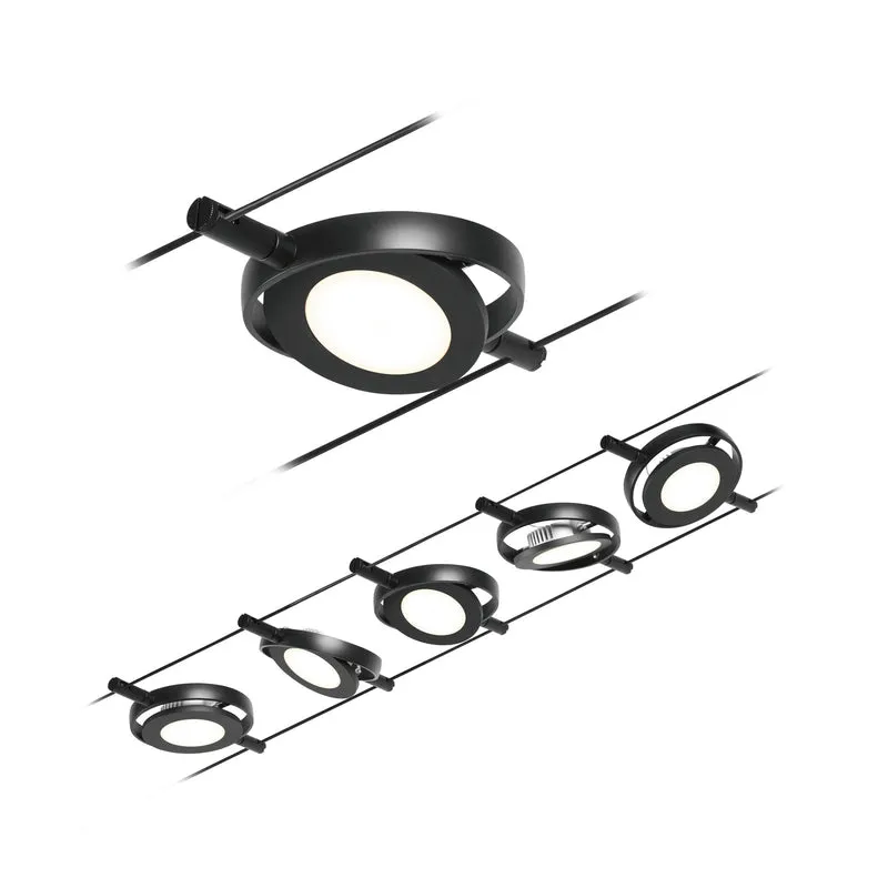 Paulmann Seilsystem Set RoundMac Schwarz matt#Chrom max. 5x4,5W