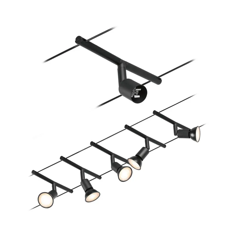 Paulmann Seilsystem Salt Schwarz 5 Spots ohne Leuchtmittel max. 10W GU5,3 DC 60VA