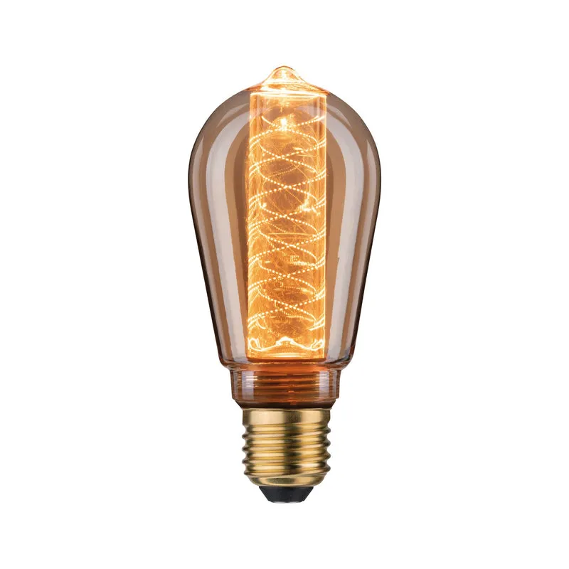 Paulmann LED Vintage-Kolben ST64 Inner Glow E27 Gold mit Innenkolben Spiralmuster dimmbar