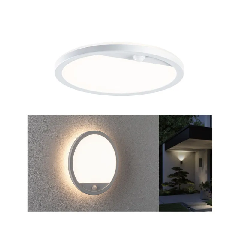 Paulmann LED Außenpanel Lamina mit Bewegungsmelder IP44 rund 280mm 1200lm 14,5W 3000K Weiß mit Hintergrundlicht