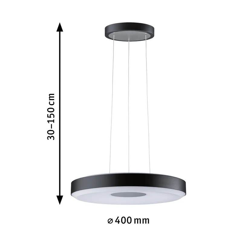 Paulmann LED Pendelleuchte Puric Pane 2700K 2x1100lm 2x22W Schwarz,Grau