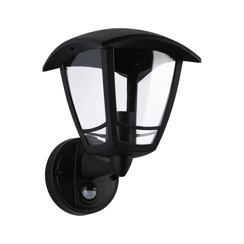 Paulmann Außenwandleuchte Classic Curved mit Bewegungsmelder IP44 eckig 164x180mm max. 12W 230V Schwarz Kunststoff