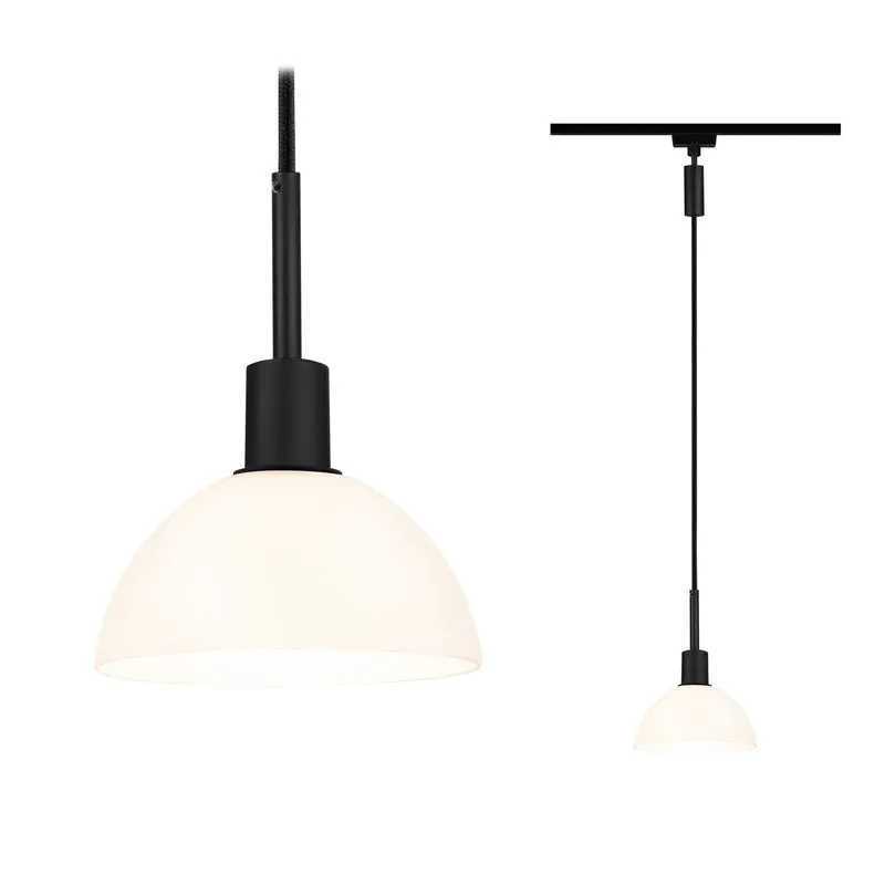 Paulmann URail Pendel Sarrasani max 20W E14 Schw matt/Opal 230V Metall Glas