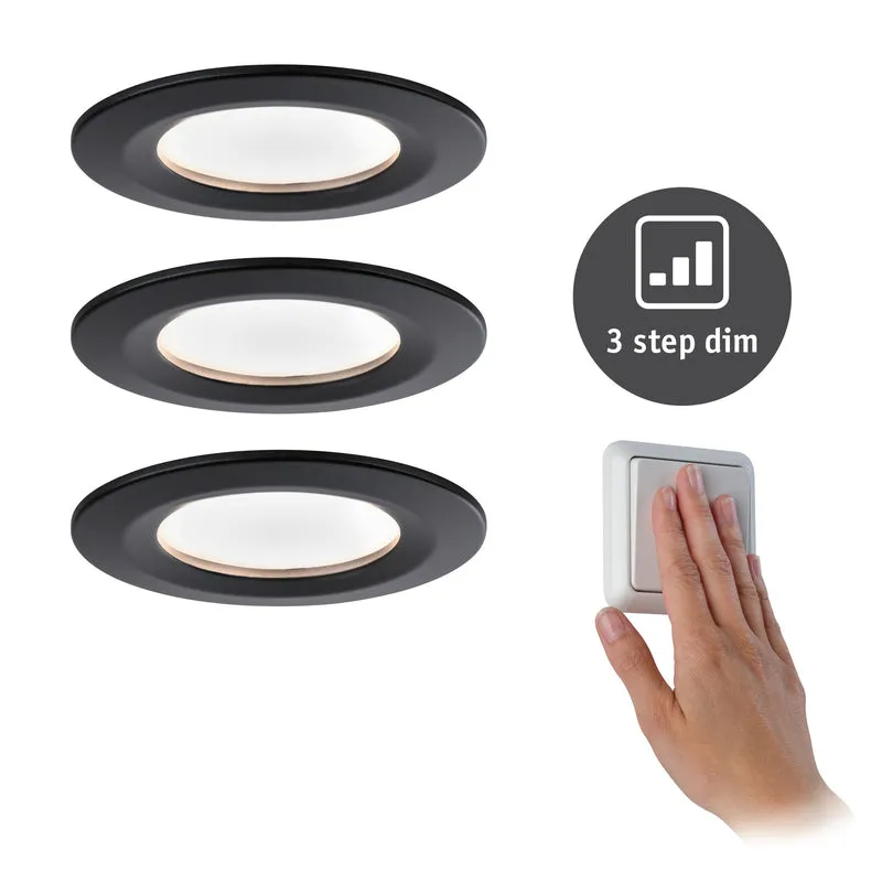 Paulmann EBL Nova Coin 3-stepdim rd starr LED 3x6,5W 2700K 230V Schwarz matt/Alu