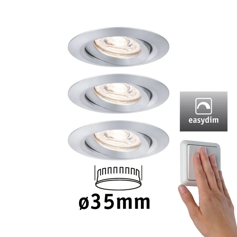 Paulmann EBL Set Nova mini Plus Coin EasyDim schwenkb 3x4,2W 2700K 230V Alu gedr/Alu