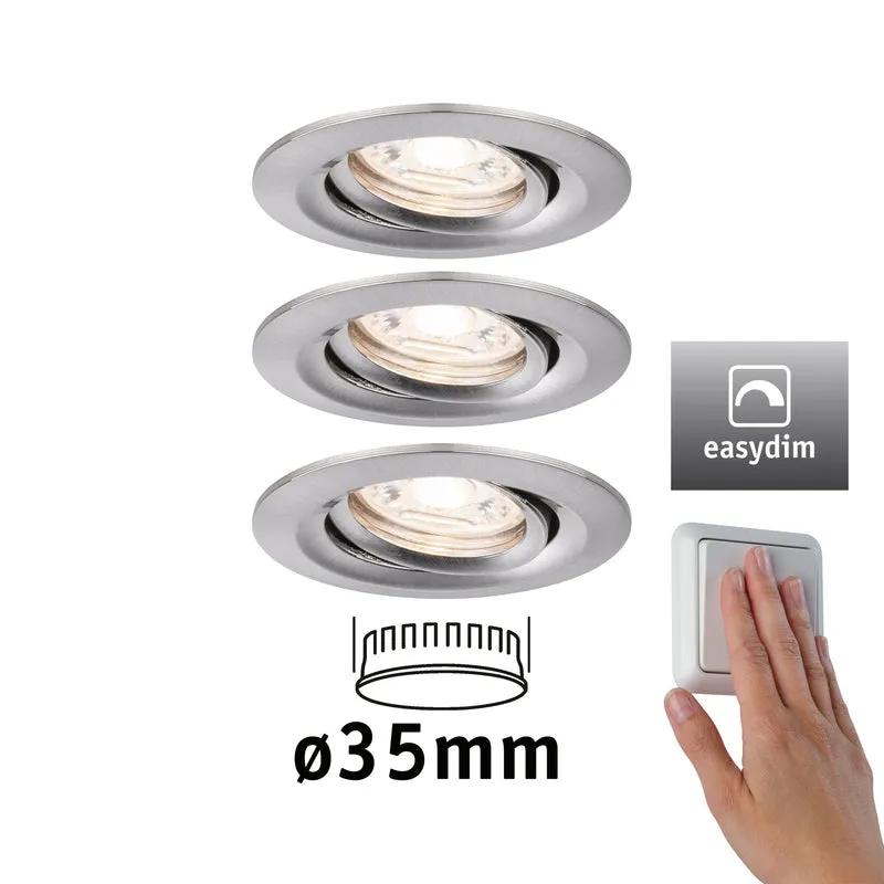 Paulmann EBL Set Nova mini Plus Coin EasyDim schwenkb 3x4,2W 2700K 230V Eisen geb/Alu