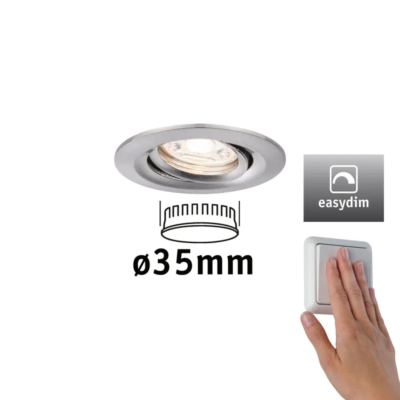 Paulmann EBL Set Nova mini Plus Coin EasyDim schwenkb 1x4,2W 2700K 230V Eisen geb/Alu