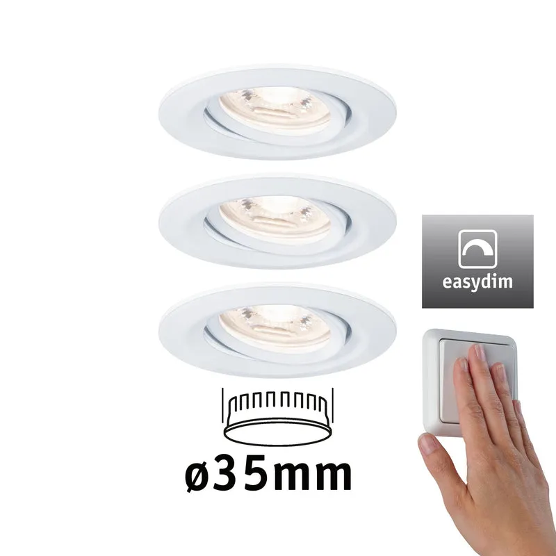 Paulmann EBL Set Nova mini Plus Coin EasyDim schwenkb 3x4,2W 2700K 230V Weiß matt/Alu
