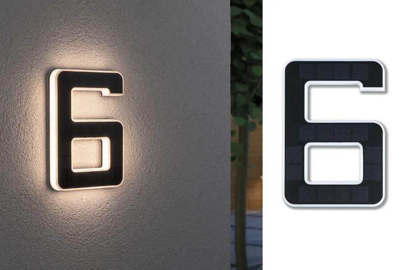 Paulmann Outdoor Solar Hausnummer 6 3000K IP44 Akku wechselbar