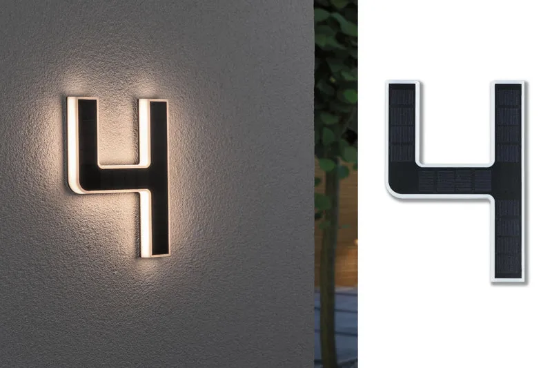Paulmann Outdoor Solar Hausnummer 4 3000K IP44 Akku wechselbar