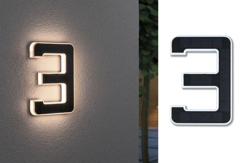 Paulmann Outdoor Solar Hausnummer 3 3000K IP44 Akku wechselbar