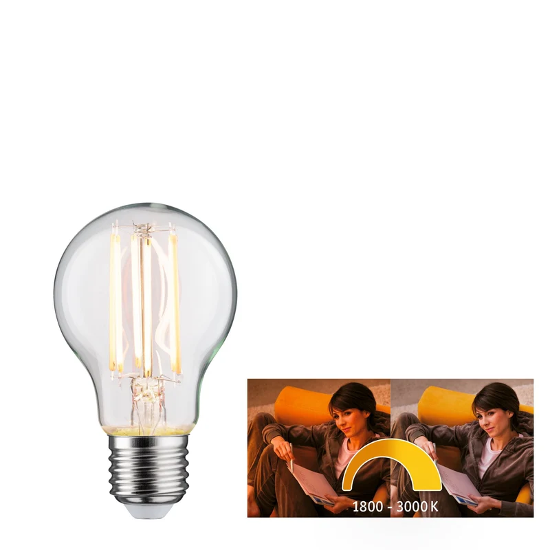 Paulmann LED Fil AGL 806lm E27 7W dim to warm 1800-3000K 230V