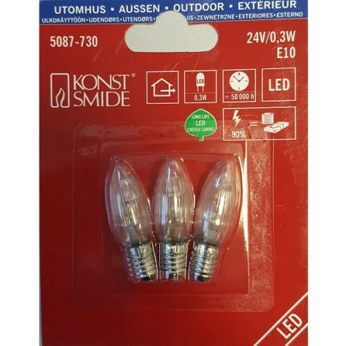 3x LED Ersatzbirne 24V 0,2W E10 ww 5087-730