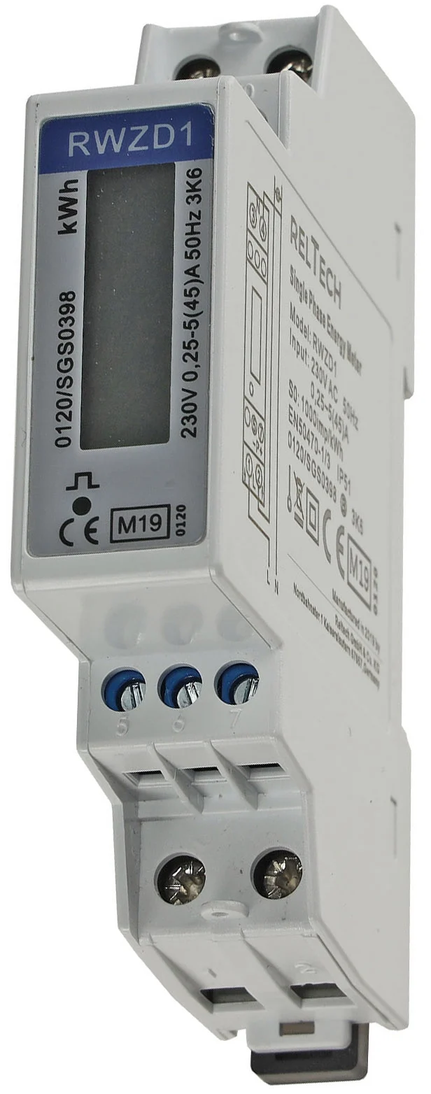 Wechselstromzähler für DIN Trägerschiene 1-phasig 5A, 161-300V, 1TE, digital LCD